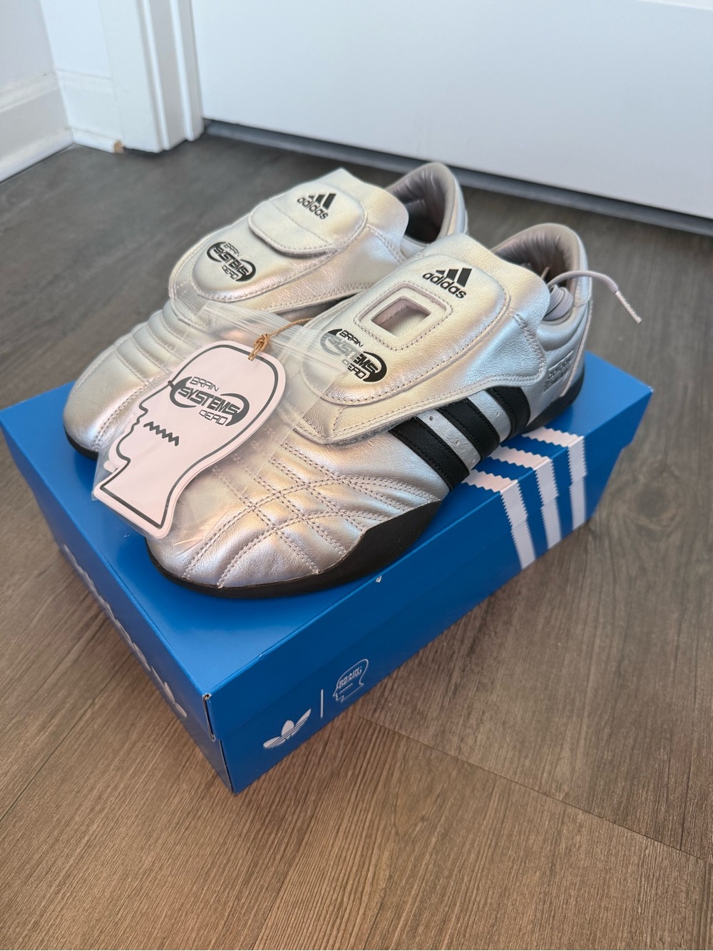 NWT Adidas Mens Size 10.5 Techwondo Brain Dead Shoes Silver Black Taekwondo Rare